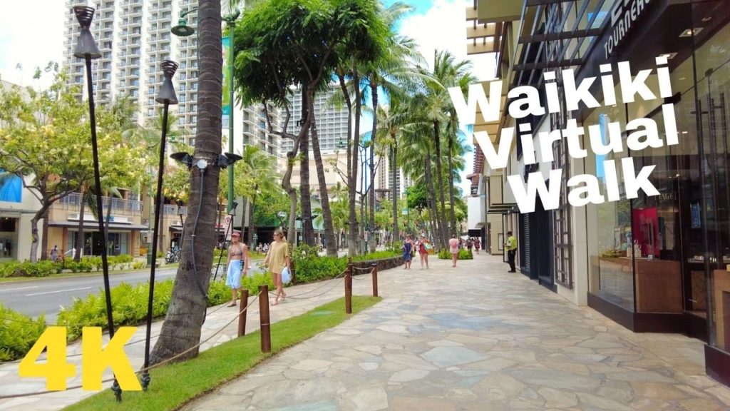 Waikiki's Kalakaua Ave Virtual Walk - 4K - Honolulu, Hawaii