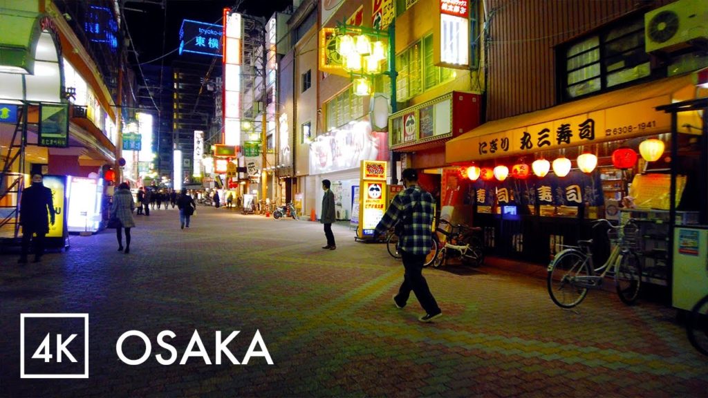 Red light district in Juso, Osaka 大阪十三駅前 - Japan Walking Tour | 4K with Binaural Audio