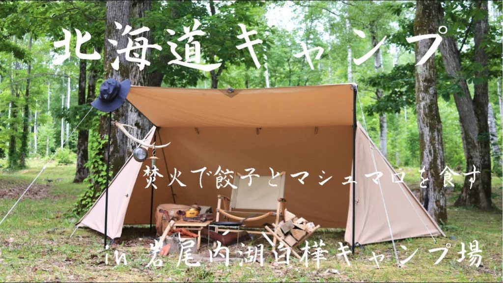 Japan, Hokkaido, in“iwao-lake shirakaba camping sites” / cooking marshmallow / 岩尾内湖白樺キャンプ場