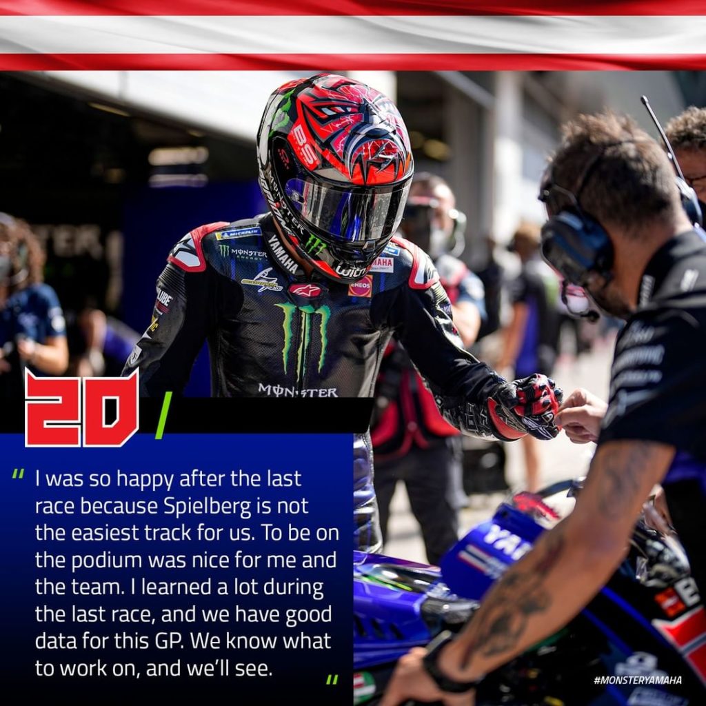 @fabioquartararo20 is on the hunt for another podium at the Spielberg circuit  
...