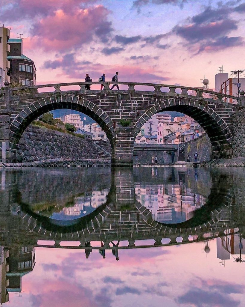 Seeing double? Nagasaki's Meganebashi Bridge, also affectionately known as 'Spec...
