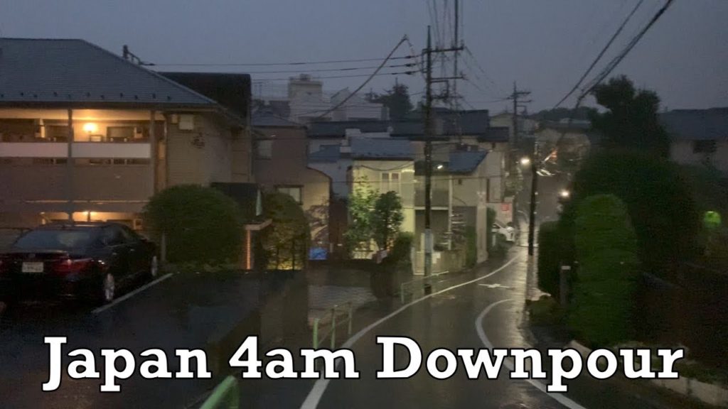 ASMR Japan Dawn Downpour Rain Walk 2021.08.15 Ambient Sound Sleep Meditate Relax Tokyo Suburb
