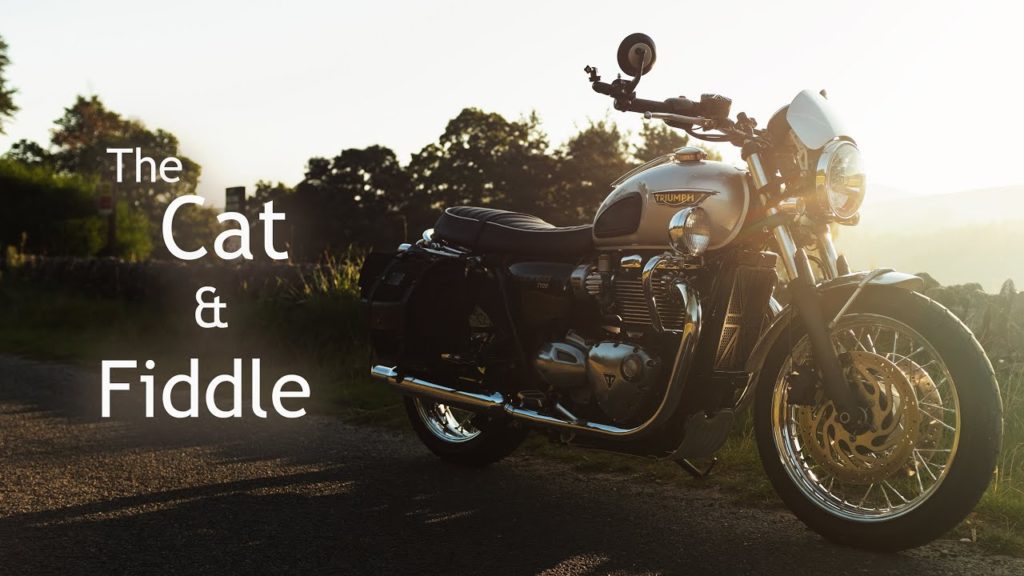 A Triumph Bonneville T120, a Cat and a Fiddle.