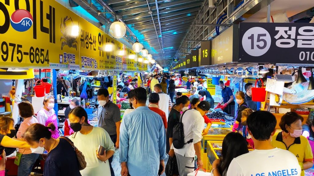 [4K] Korea Sunday Walk - SoraePogu Traditional Fish Market Sounds, Ambience. Nearby Seoul.4K Incheon