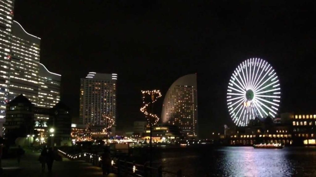 Night view of the Yokohama in Japan.