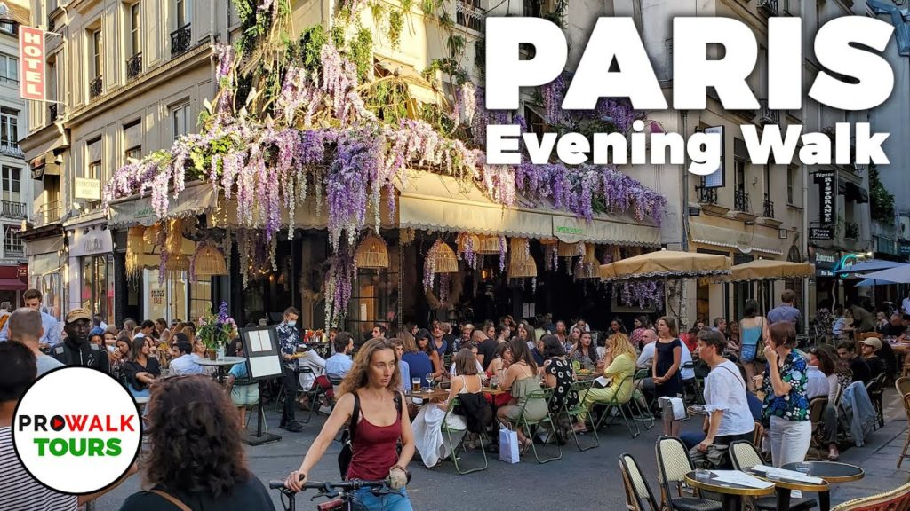 Paris Evening Walk and Bike Ride - 4K - With Captions!