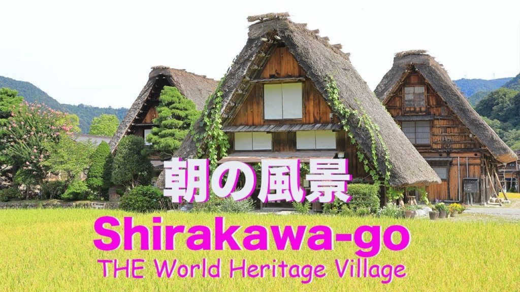 【4K環境映像/夏】白川郷合掌集落 朝の風景 / Shirakawa-go  / BGMナシ / 5分バージョン