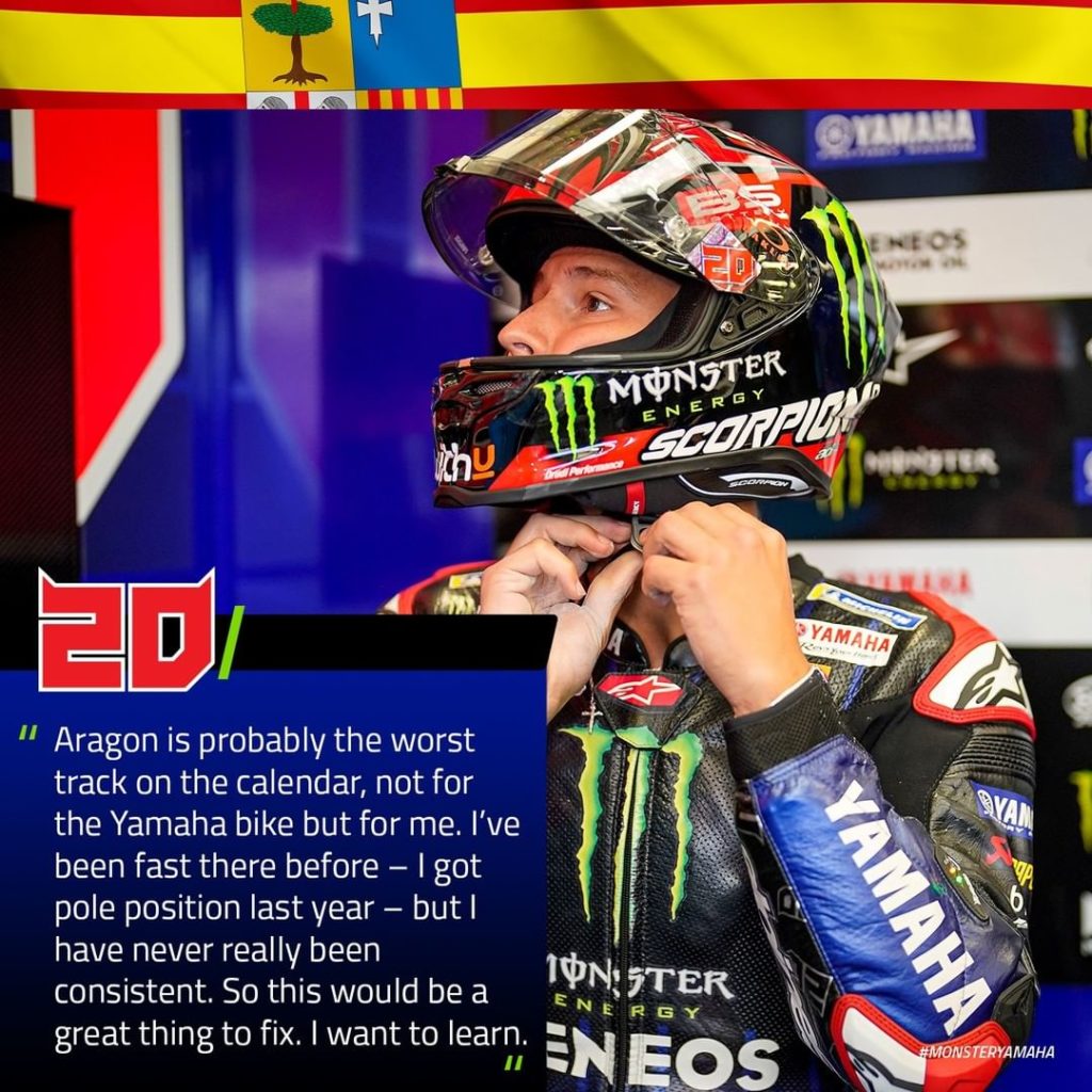 @fabioquartararo20 is looking to improve his consistency at the Aragon track thi...