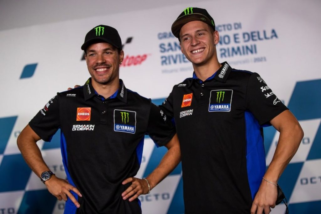 They're teammates again: 

@frankymorbido  @fabioquartararo20 

#MonsterYamaha |...