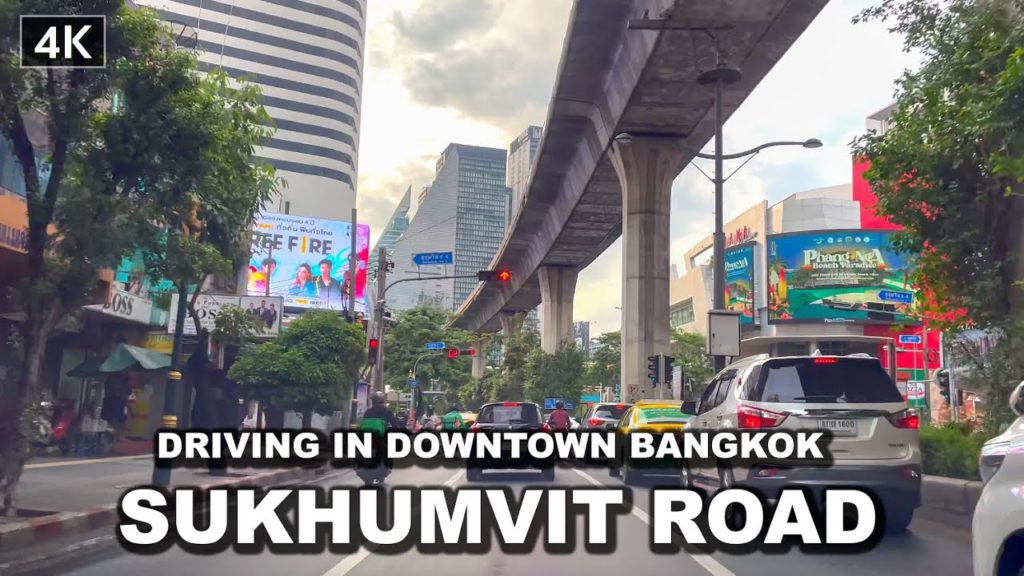 【🇹🇭4K】Driving in Downtown Bangkok Sukhumvit Road | August 2021
