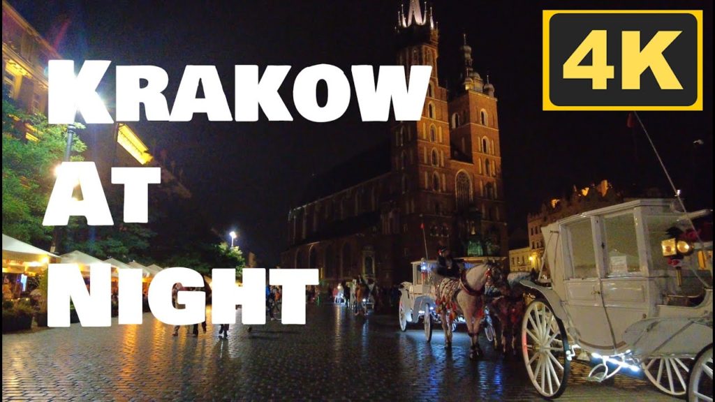 Krakow, At night, Walking Tour ,4K ,60FPS, UHD, Dji Pocket 2