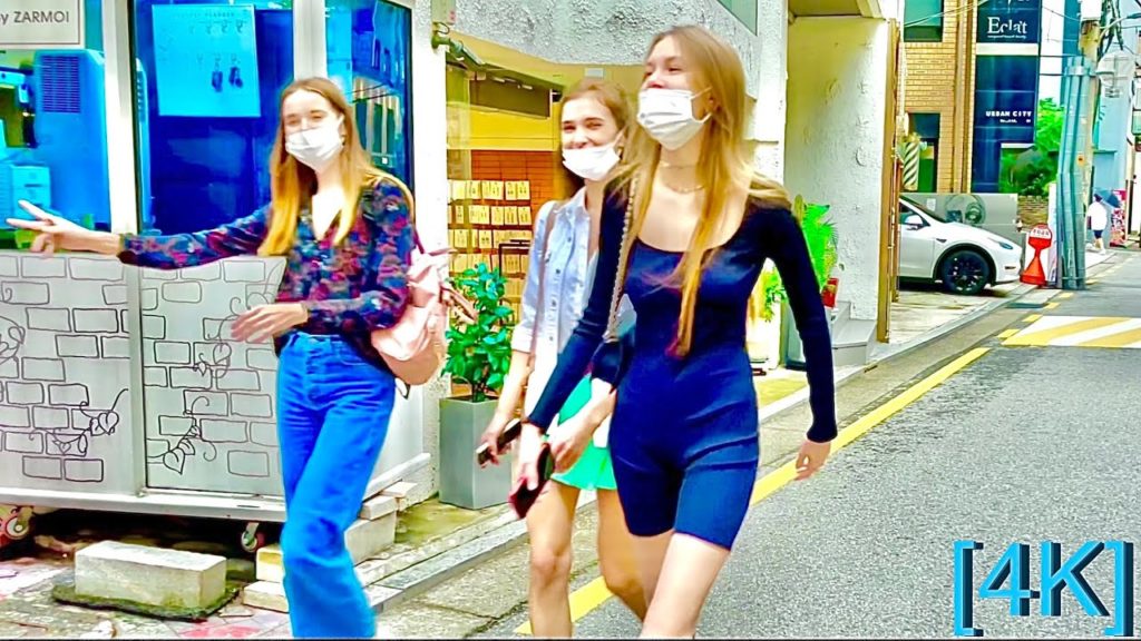 [4K SEOUL]Walk Seoul Korea | Afternoon walk along Garosu-gil in Sinsa-dong (Binaural City 3D Sounds)