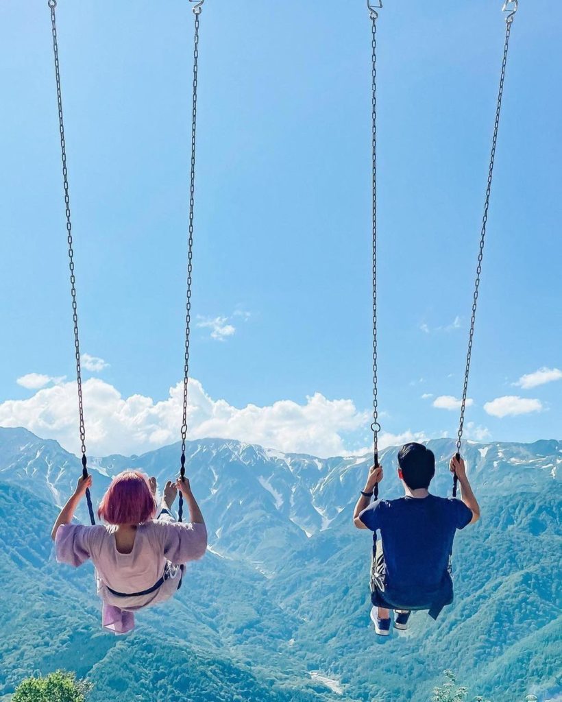 The swings at Hakuba Iwatake offer an unparalleled experience to view the Northe...