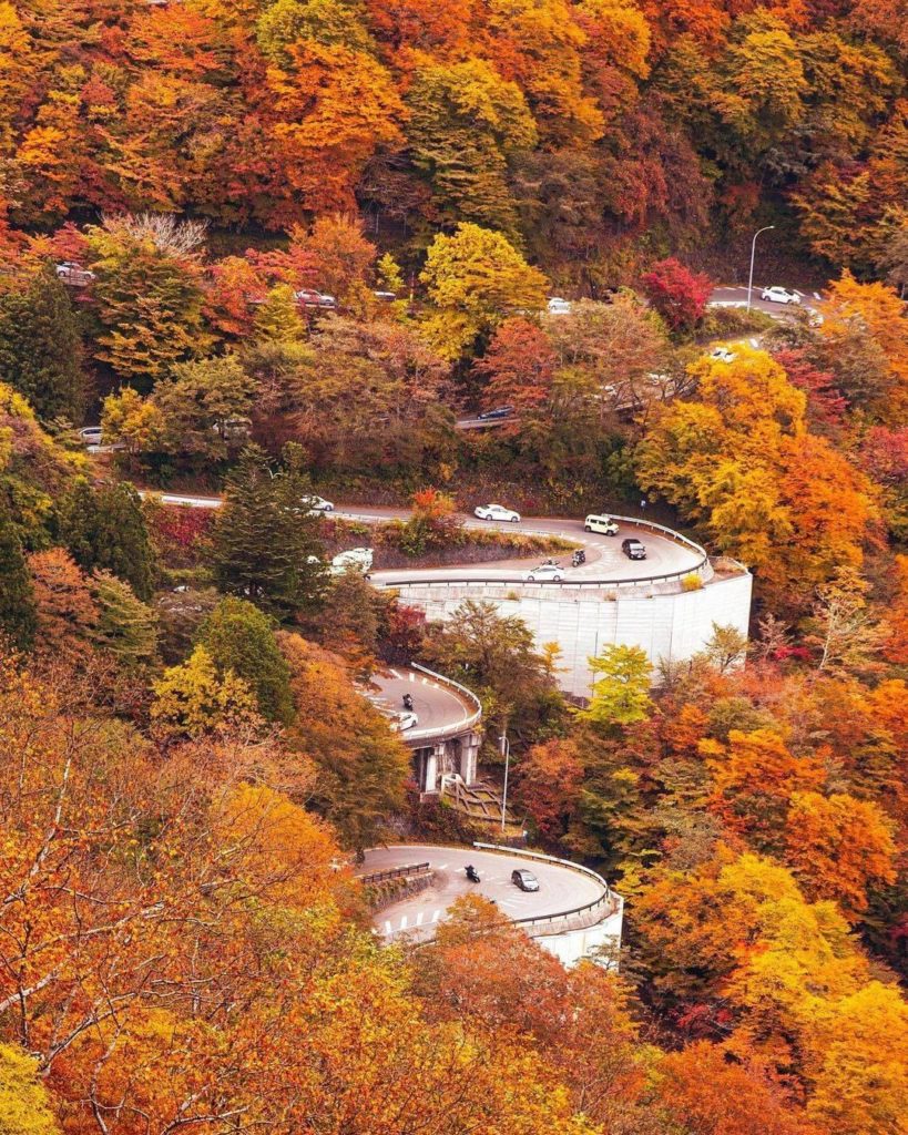 How do you like to view autumn leaves? 
Snaking through the Tochigi Prefecture m...