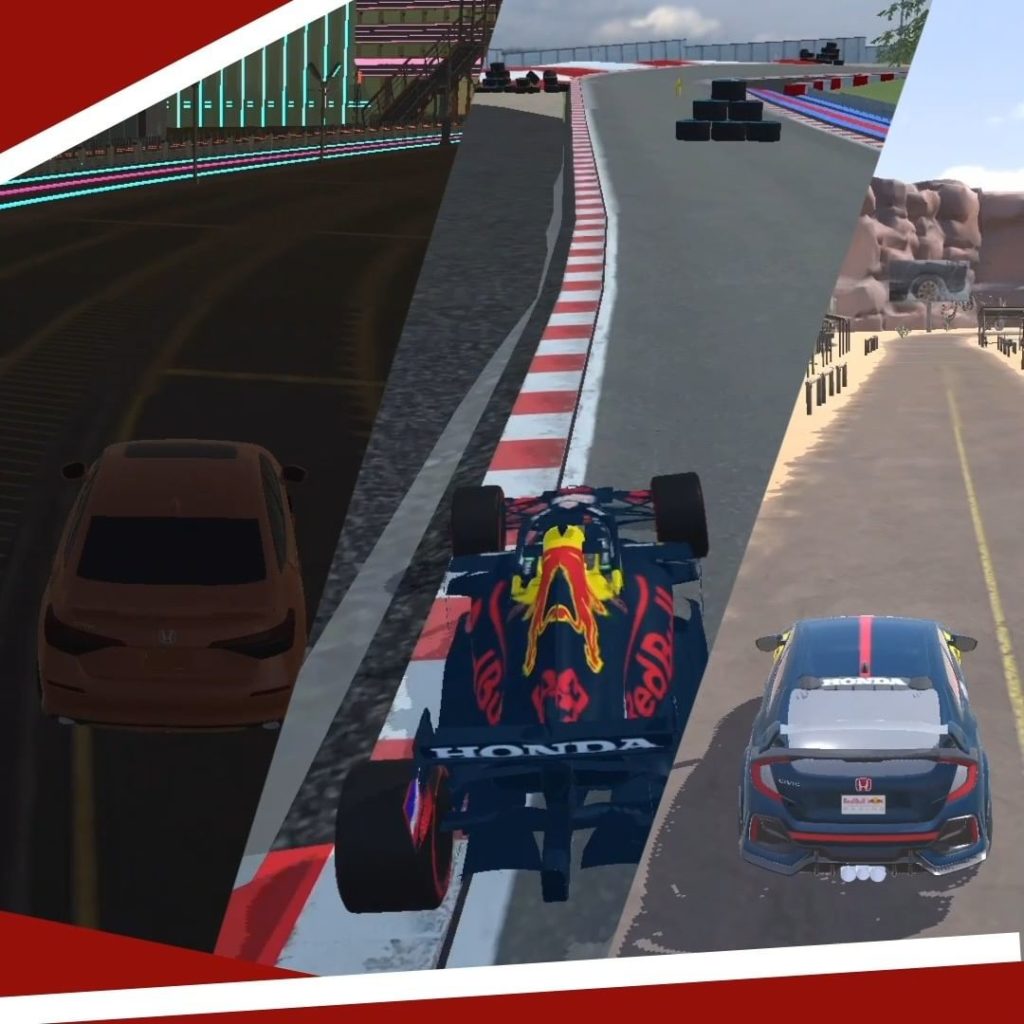 Experience fun tracks like Desert Trail or Neo City in the Honda EvoTrack mobile...