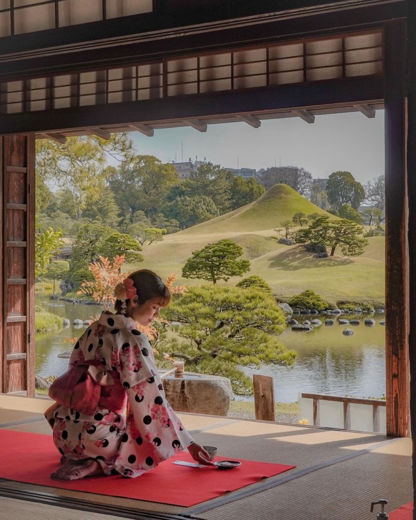 Relax and enjoy a cup of traditional green tea  while admiring the tranquil view...