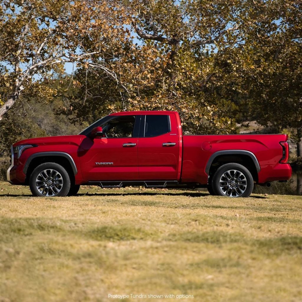 Burning red.  All-new 2022 #Tundra #LetsGoPlaces...