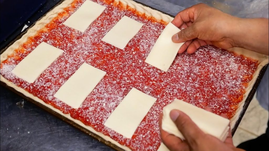 American Food - THIN CRUST SQUARE PIZZA Rizzo’s Pizza NYC