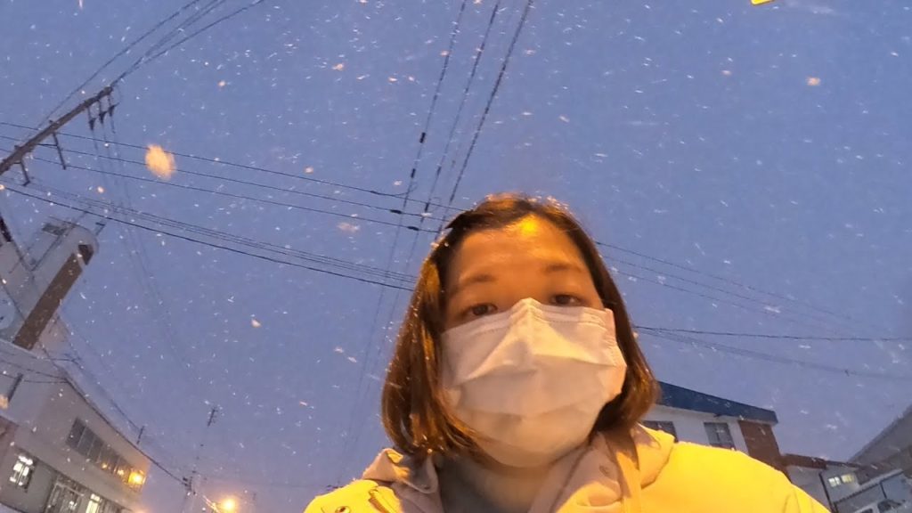 走在下雪夜晚的街道|北海道 walking in the snow at Hokkaido