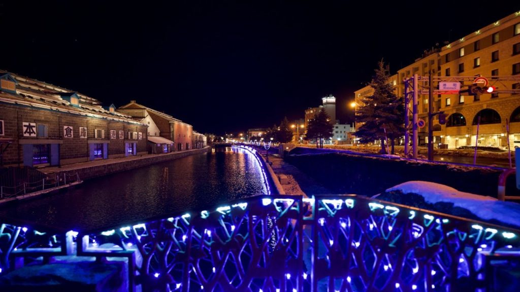 【北海道 4K】小樽の夜散歩(立体音響ASMR)