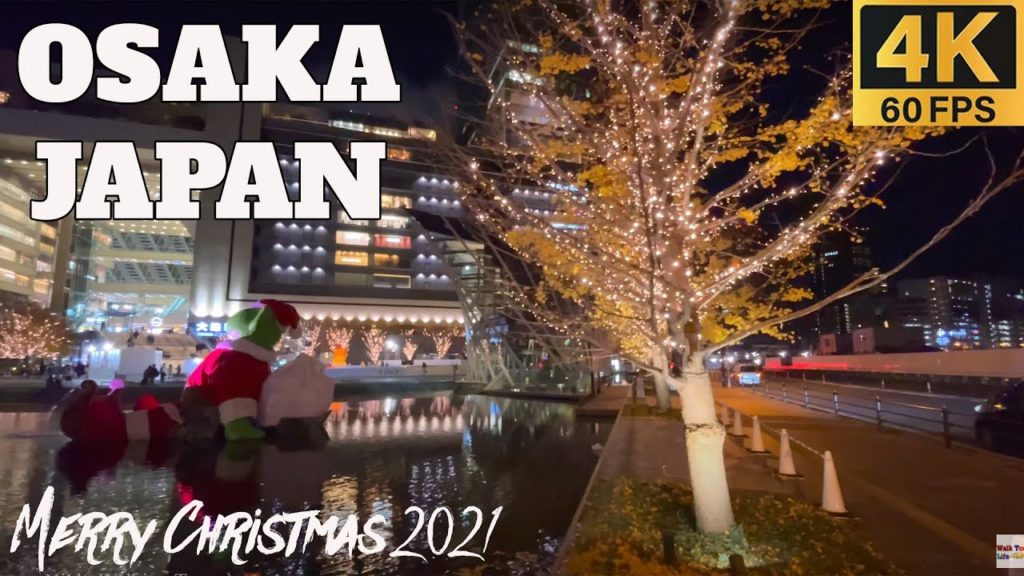 [4K60fps] OSAKA STATION Merry Christmas Light 2021 JAPAN NIGHT WALK - OSAKA Japan Walking Tour I 大阪駅