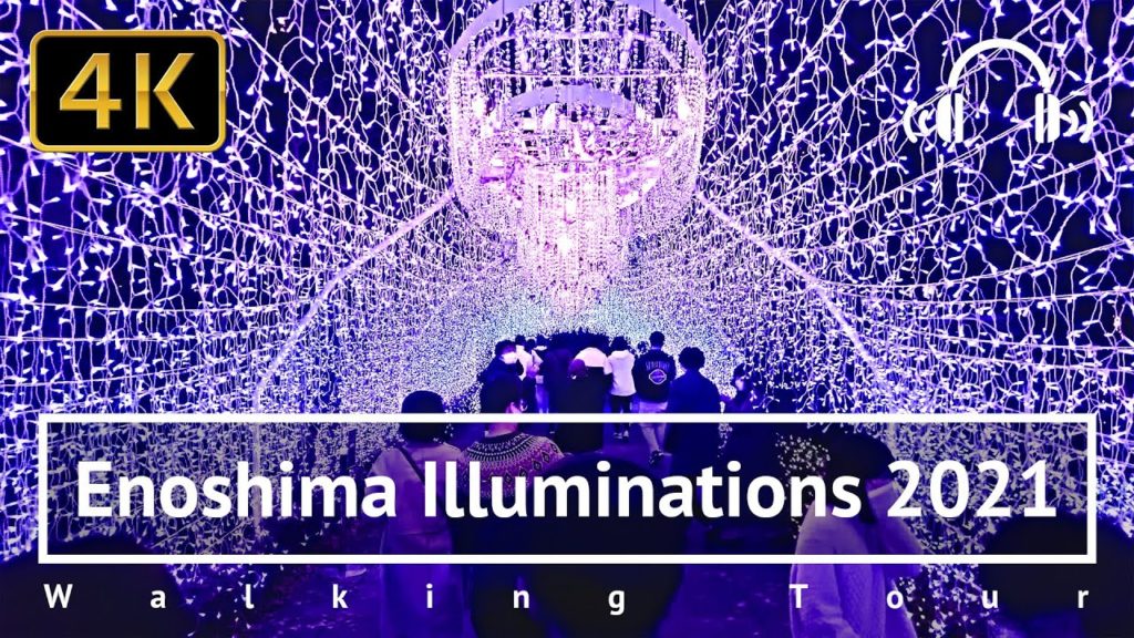 Enoshima Illuminations 2021 Walking Tour - Kanagawa Japan [4K/Binaural]