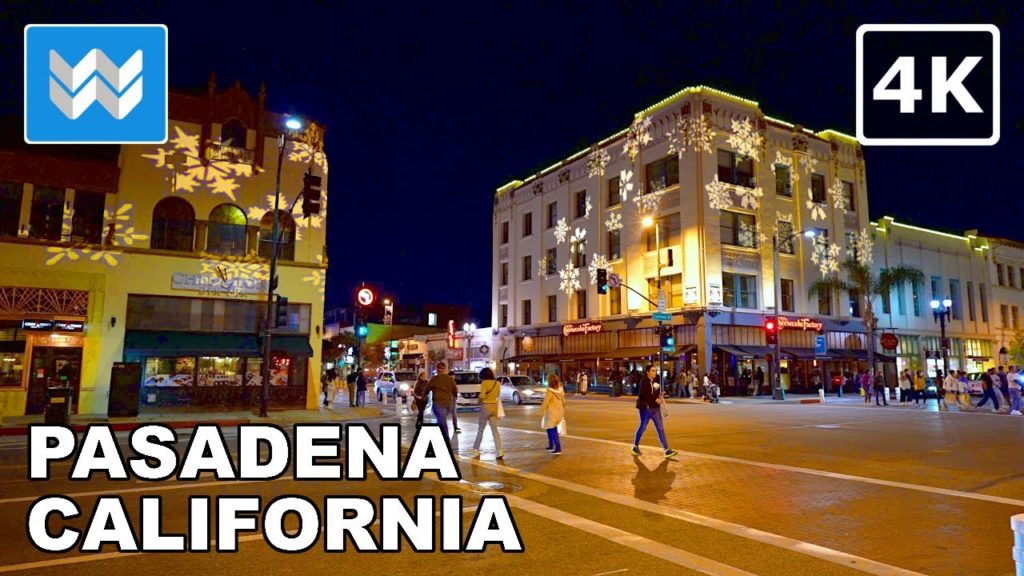 [4K] 🎄 Downtown Pasadena, California at Night - 2021 Christmas Walking Tour & Travel Guide 🎧