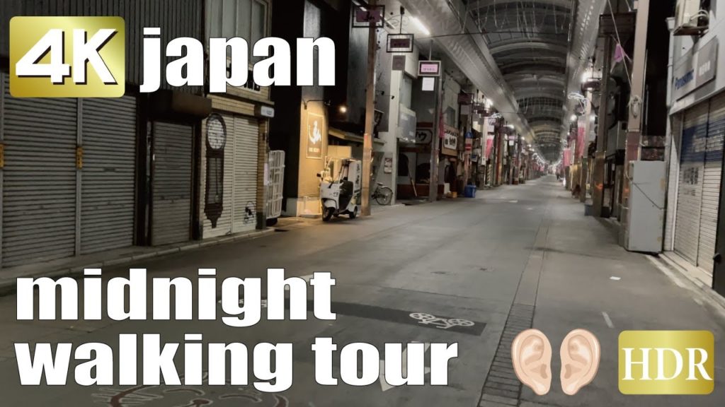 【4K japan midnight walk】Shopping street tour in kyoto.【HDR binaural VIDEO】