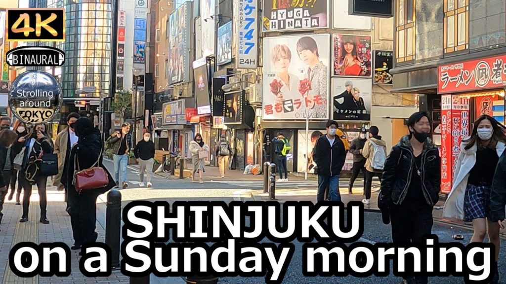 SHINJUKU on a Sunday morning, tired from Saturday - 4K Tokyo Japan