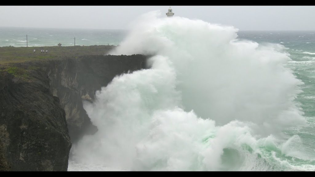 Spectacular Footage Huge Waves Smash Into Okinawa