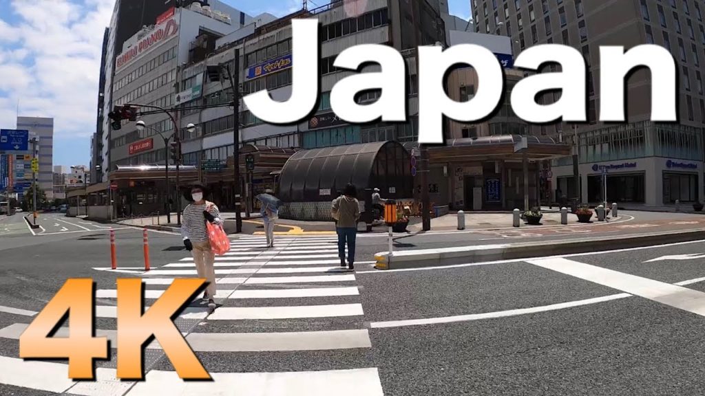 Town walking Japan/virtual walk tour in old city 4K POV/natural traffic sound/2020 May SHIZUOKA
