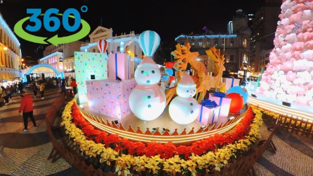 【VR 360°】マカオの夜景クリスマス2021世界遺産セナド広場【5.7K 30fps】