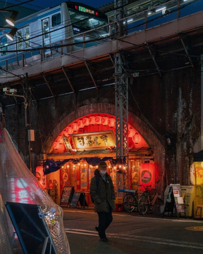 Underneath the tracks from Yurakucho Station to Shimbashi Station, you'll find a...