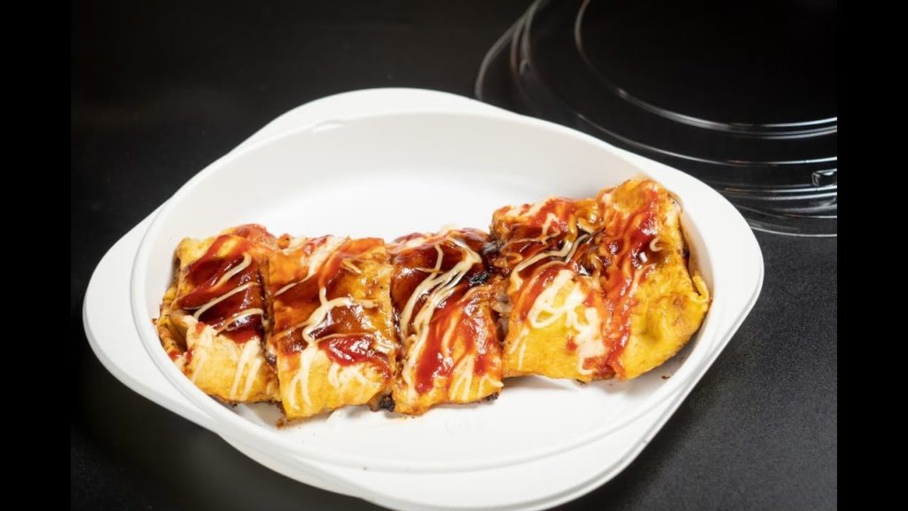 Tonpeiyaki - Omelet with Pork - Japanese Street Food