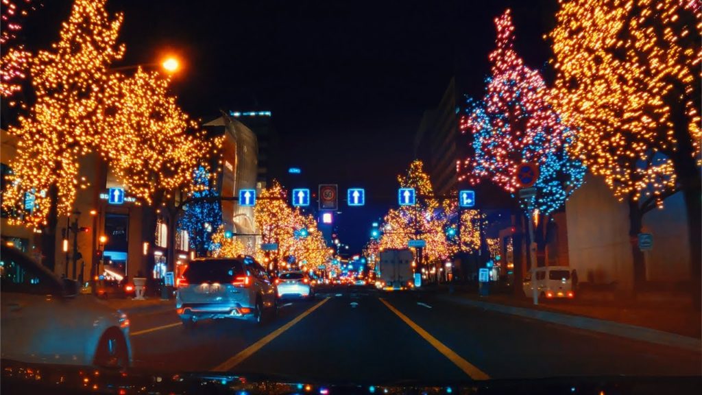 Osaka Christmas Illumination Drive - Umeda and Namba Area in Japan with Christmas Aesthetic Music