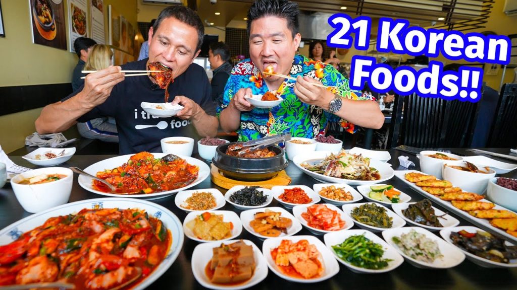 Huge KOREAN FOOD Tour!! 🌶️ SPICY SEAFOOD + Kimchi Noodles in Koreatown, LA!! [Part 1]