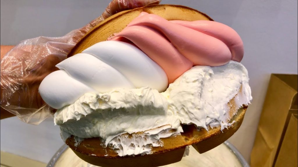 korean street food – Amazing Waffle with whipped cream cheese korean street food - Amazing Waffle with whipped cream cheese