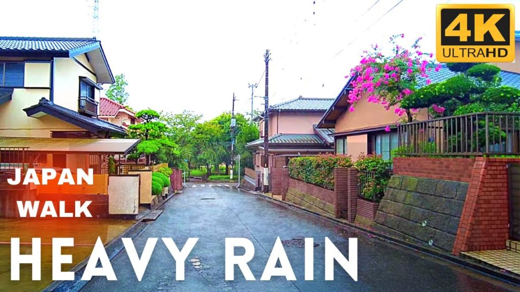 [4K] Afternoon Heavy Rain Japan 2021 Walk | Chiba Japan Heavy Rain 4K | 千葉日本 | Relax ASMR Rain Sound
