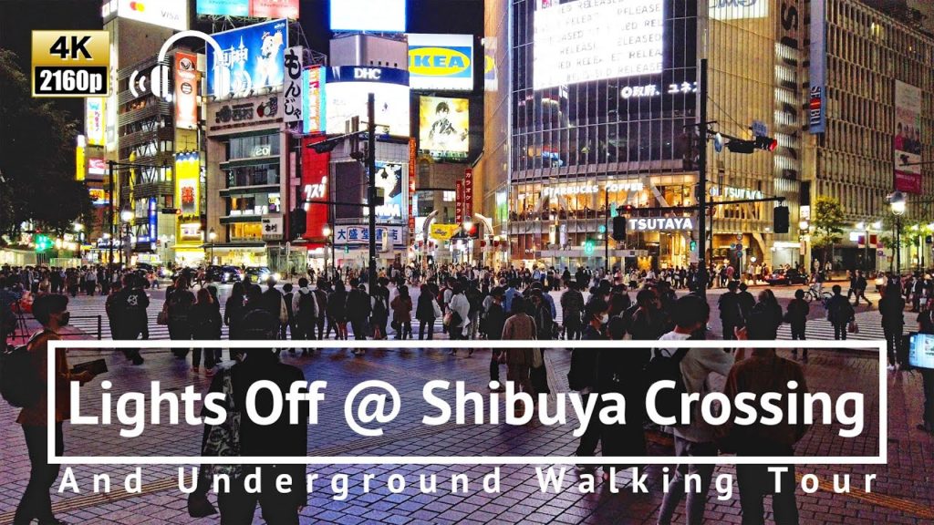 [4K/Binaural] Lights Off @ Shibuya Crossing and Underground Walking Tour - Tokyo Japan