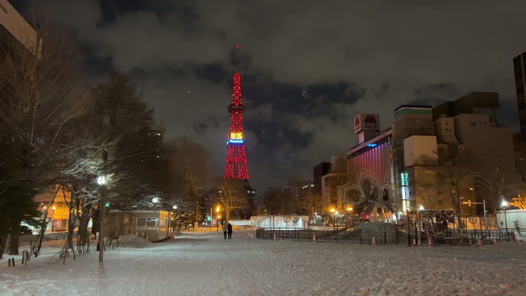 Sapporo Odori Park at 10 pm on January 2, 2022/Japan Travel