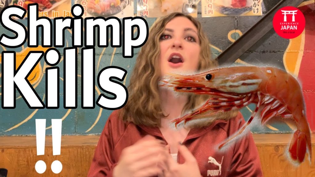 American actress Trying Japanese Street Food - BLUE EGG SHRIMP | Shrimp Japanese Style | local japan