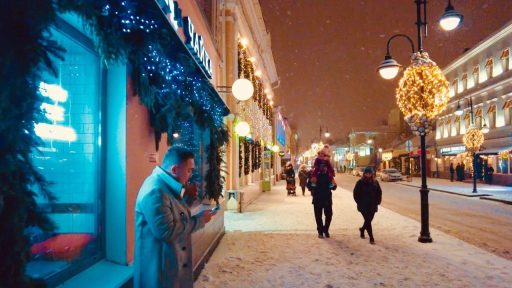 [4K] MOSCOW ❄️ Walking in the Snow. Exploring Zamoskvorechye District at Winter Night
