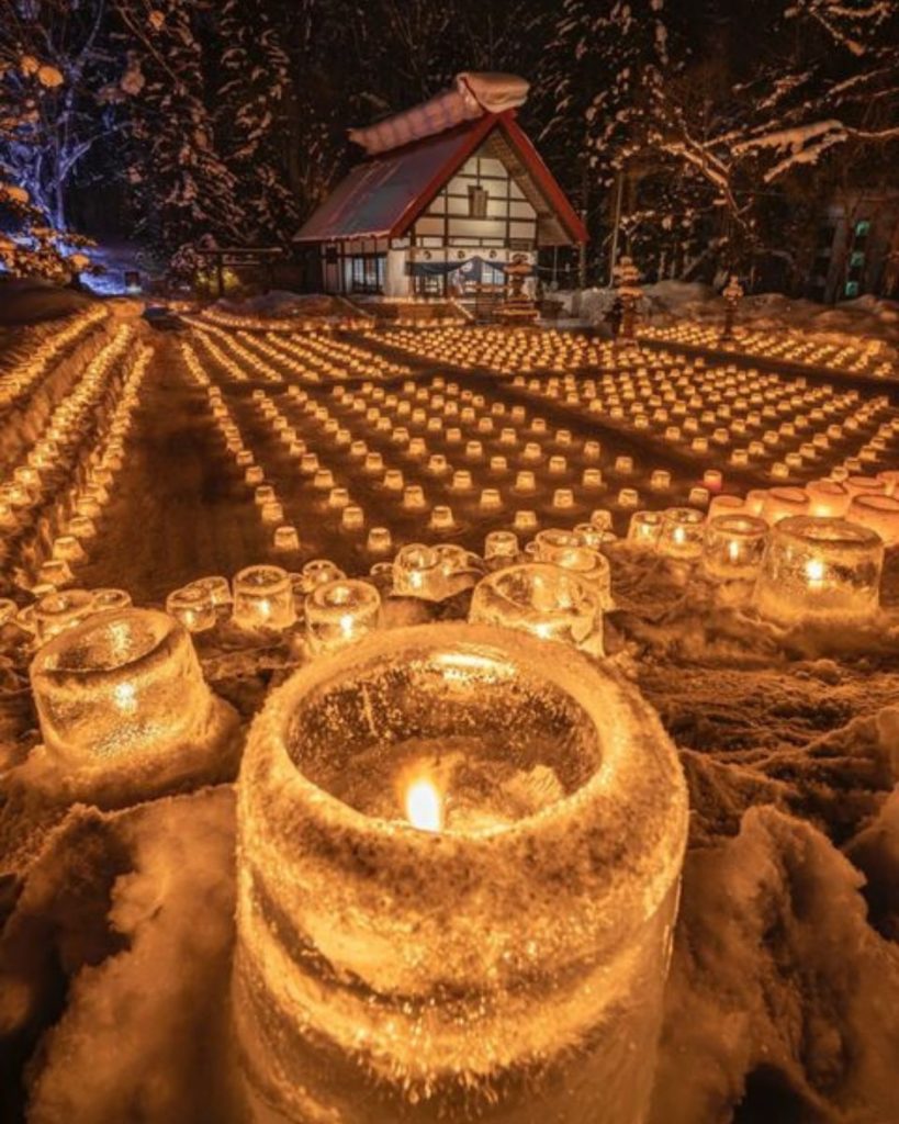 Every year in late January to late February, the grounds of Jozankei Shrine, in ...
