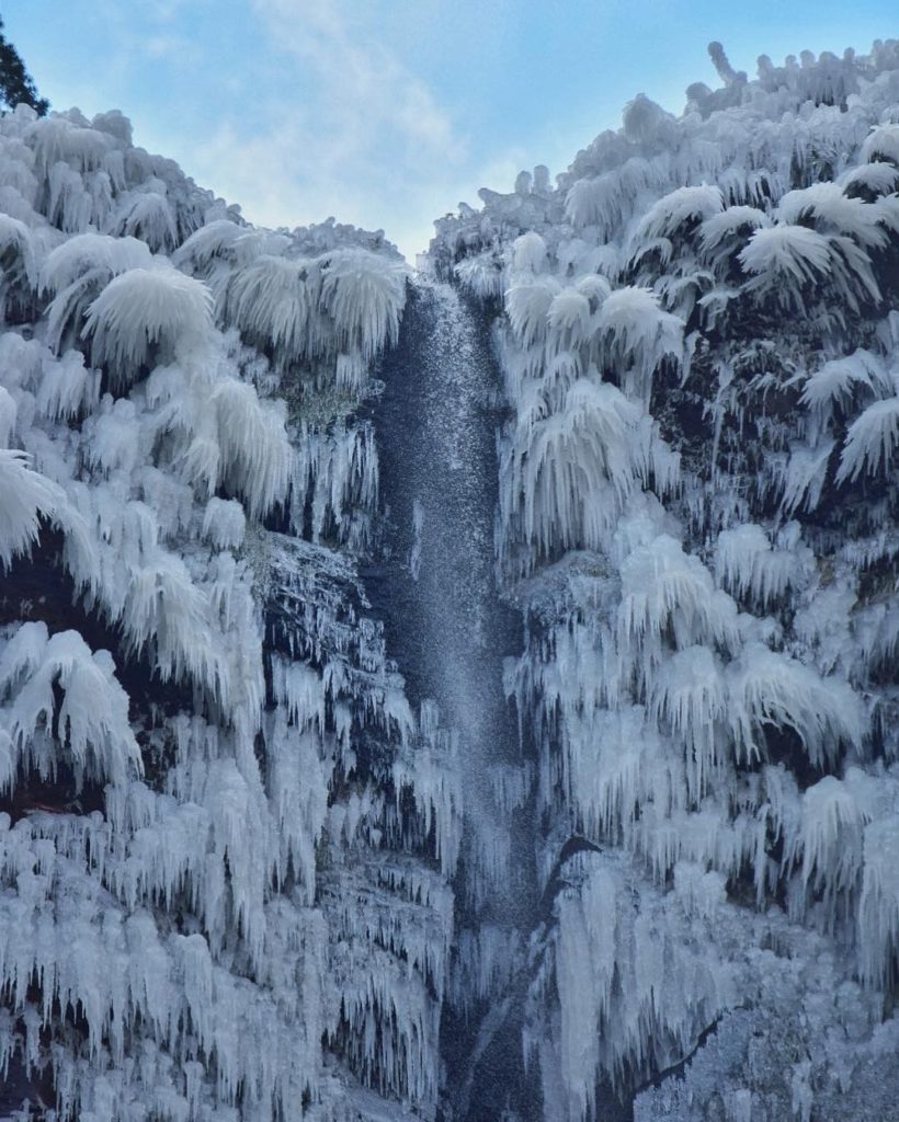 Have you ever seen such a colossal icicle? 
In the frigid temperatures, the Koga...