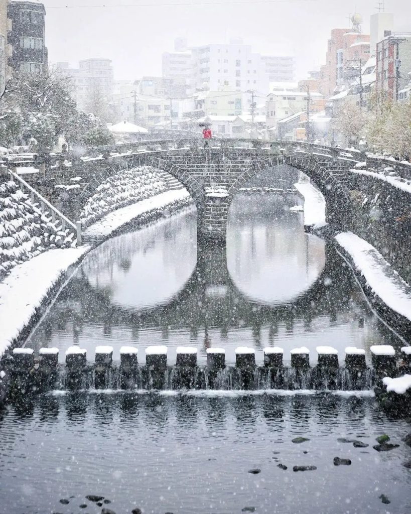 Nagasaki’s Megane Bridge was built in 1634, and was named because its reflection...