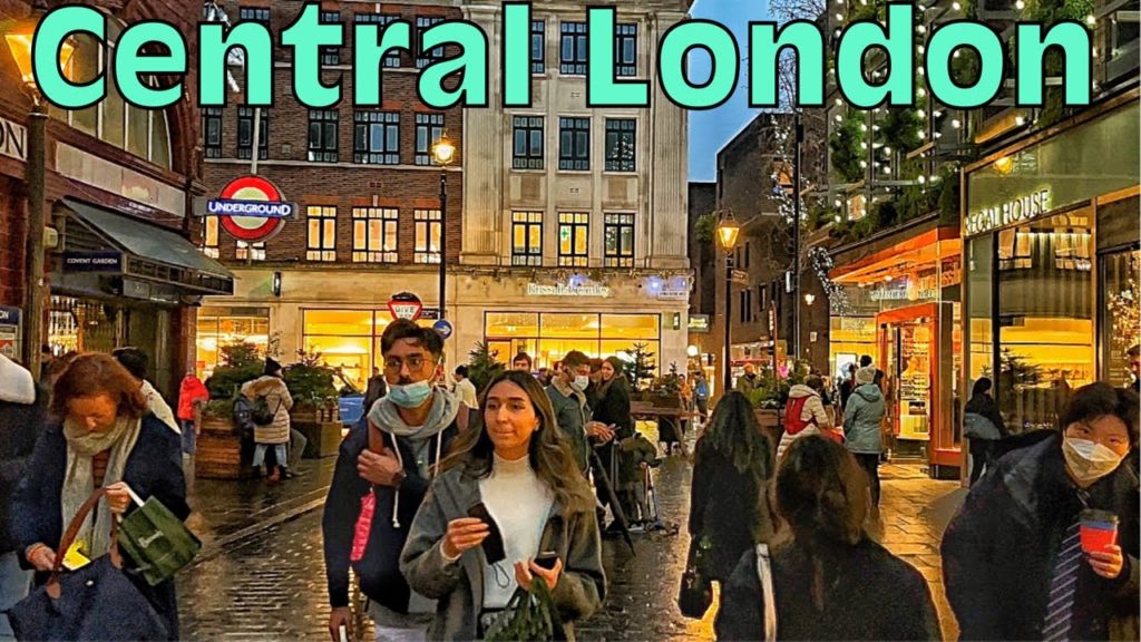 London Winter Rain Walk 2022 | Super Busy Central London - London 4k HDR | #ItravelUnseen #RainWalk