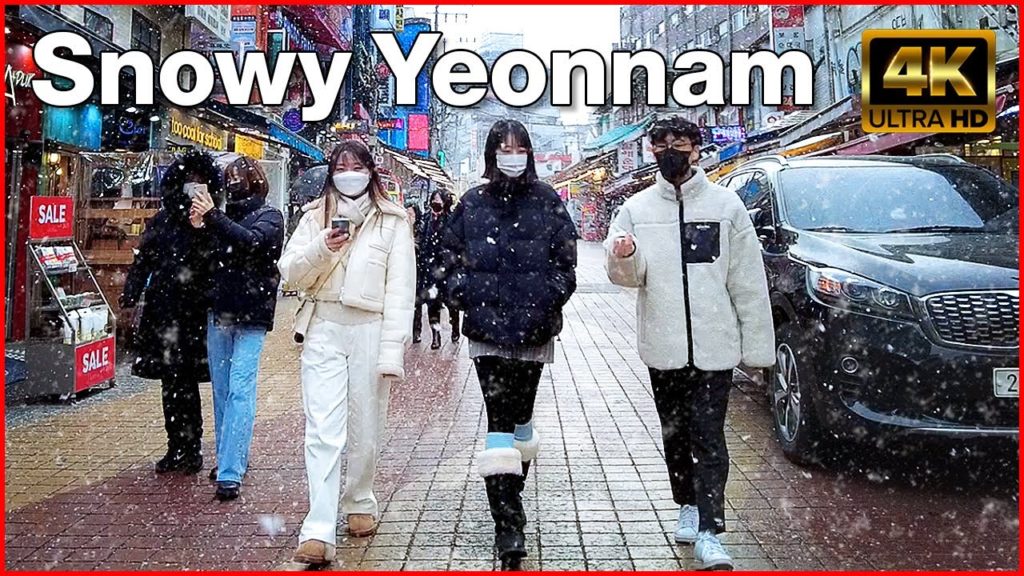 [4K] Korea Walking Tour - ⛄❄❤️ Snowy Yeonnam, Beautiful Street, Seoul 한국 여행 -⛄❄❤️ 눈오는 연남동, 맛집 거리, 서울