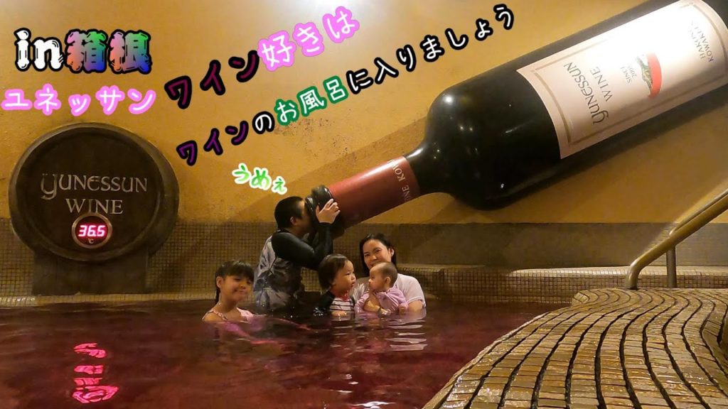 【箱根旅行①】ユネッサンでワインのお風呂に入る‼真冬の外プールにも入るｗ