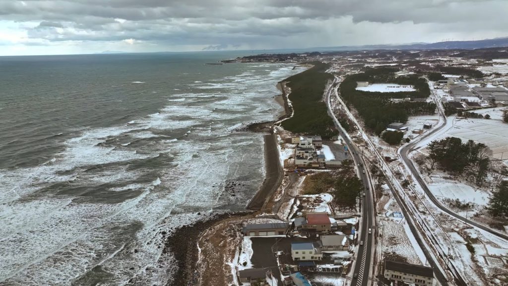 Snowy Kisakata walk and fly-by・4K HDR