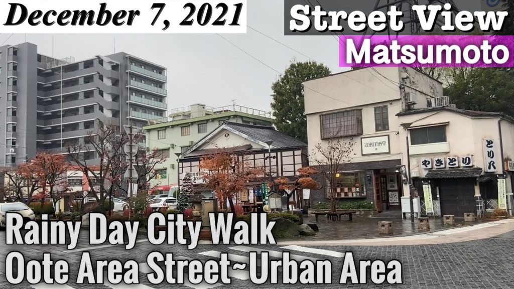 Rainy Day Walk in Matsumoto City: Oote Area Street, Nagano Japan Vlog ASMR [Street View]